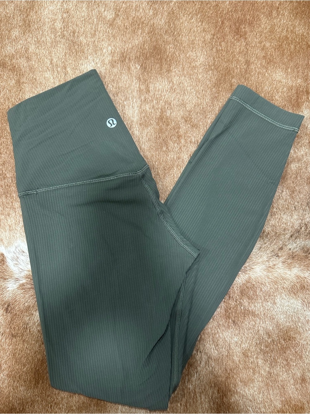 lululemon Dark Olive Ribbed High-Rise Leggings